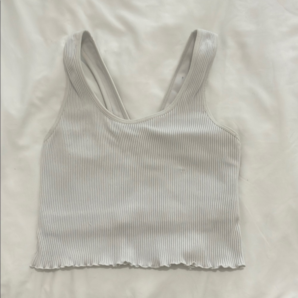White Ribbed Women's Top
